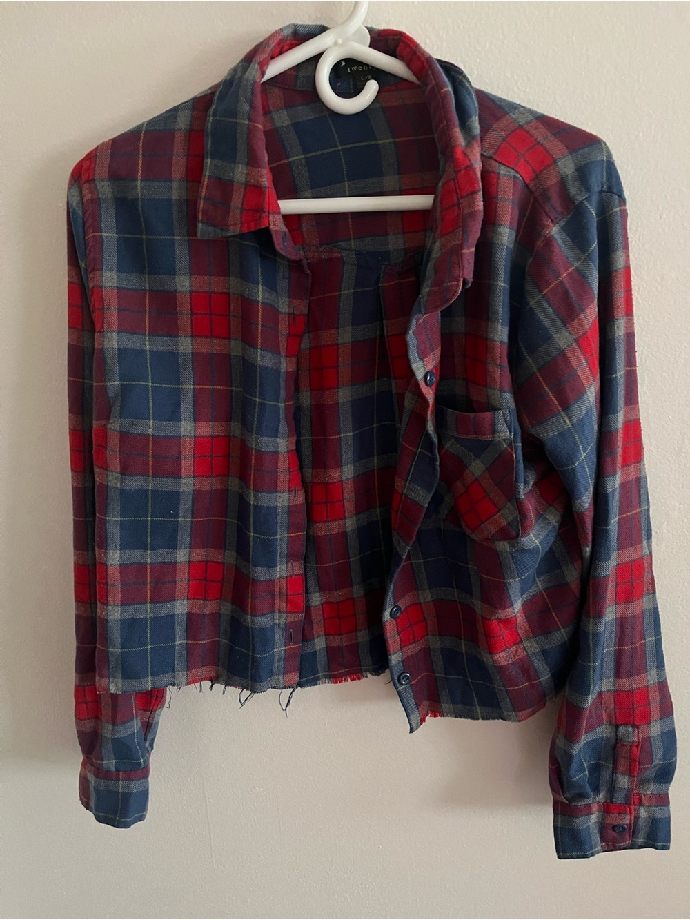 Forever 21 Red and Navy Plaid Button-Down Shirt